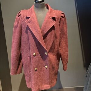 Vintage 1980s Worthington Essentials Wool Coat  Burgundy Double Breasted Size 12